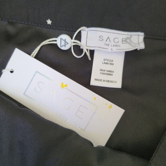 Sage the Label Black Asymmetric Mini Skirt with Stars Size Large - Picture 5 of 11